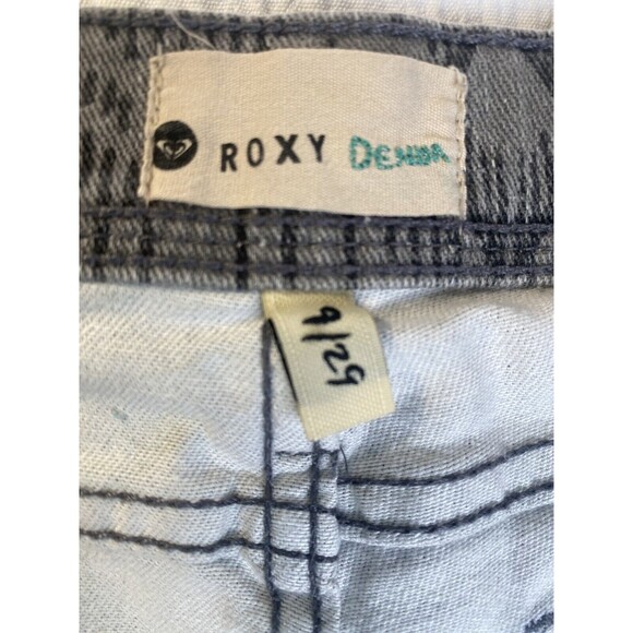 ROXY Denim Short Shorts Women Teen 9/29 Grey Native Distressed Low Rise Raw Hem - Picture 11 of 12